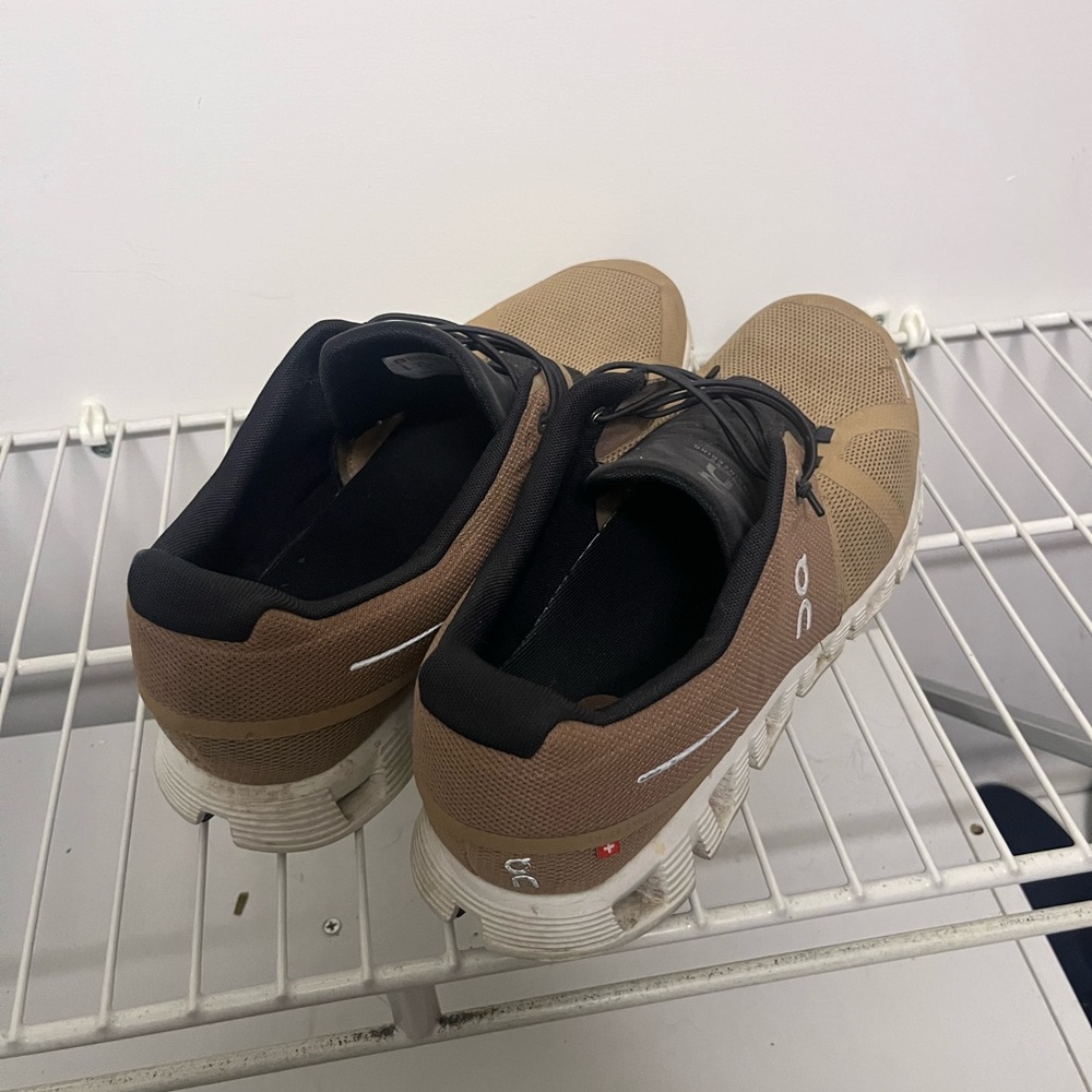 On Cloud Running Men's Athletic Shoes in Brown and Black - Picture 2 of 4